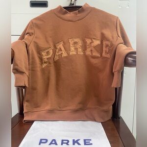 Parke Women's Mockneck Brown Crewneck Sweatshirt